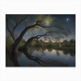 Tree In The Moonlight Nature Canvas Print