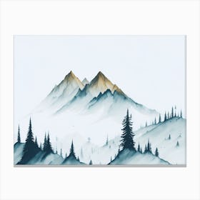 Mountain And Forest In Minimalist Watercolor Horizontal Composition 121 Canvas Print