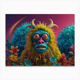 Monsters And Flowers Canvas Print