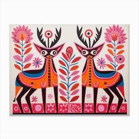 Antelope 3 Folk Style Animal Illustration Canvas Print