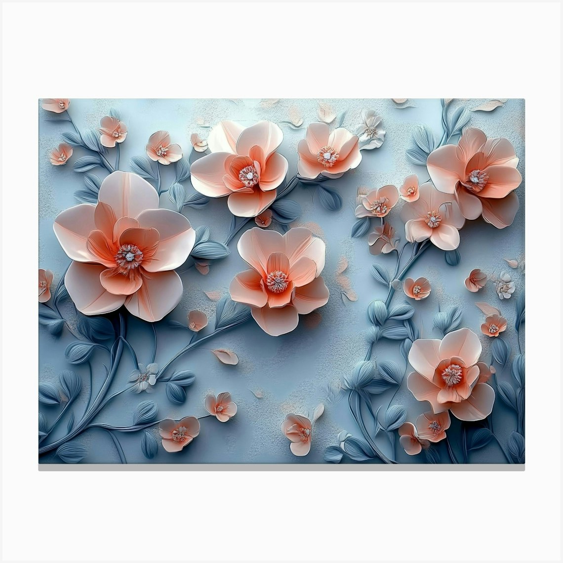 3d Paper Flowers Wall Art Canvas Print by Divine Studio