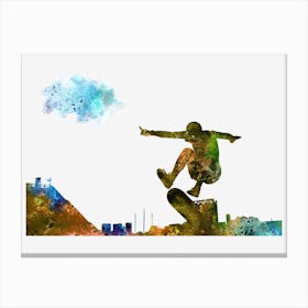 Skateboarder Boy Watercolor Canvas Print