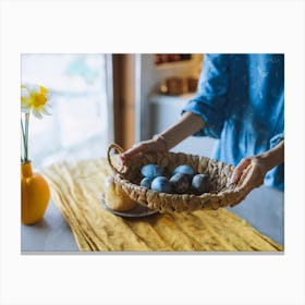 Easter Eggs In A Basket 1 Canvas Print