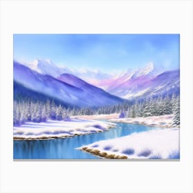 The Frozen River: A Winter Scene Canvas Print