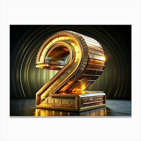 Gold Number Two With Glowing Lights And Circular Background Canvas Print