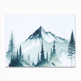 Mountain And Forest In Minimalist Watercolor Horizontal Composition 406 Canvas Print