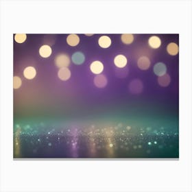 A Blurred Background Of Colorful Bokeh Lights On A Dark Purple Surface Canvas Print