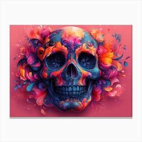 Day Of The Dead Skull.Generated AI. Wall Art Print Canvas Print