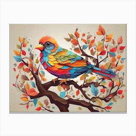 Colorful Bird In A Tree Canvas Print