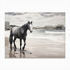 A Horse Oil Painting In Bondi Beach, Australia, Landscape 2 Canvas Print