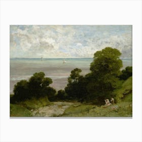 Vintage Painting View Of The Sea Canvas Print