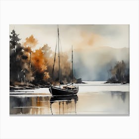 Sailboat Painting Lake House (26) Canvas Print