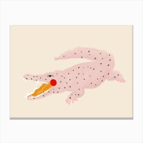Pink Crocodile Canvas Print