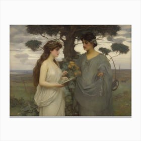 Two Women In Front Of A Tree Canvas Print