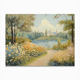 Lakeside Pathway with The Castle Canvas Print