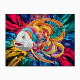 Fish In A Colorful Background Canvas Print