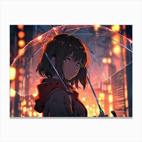 Anime Girl With Umbrella 1 Canvas Print