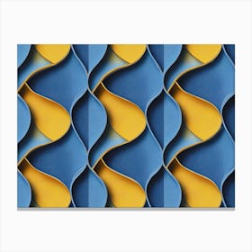 3D Geometric Blue And Yellow Wavy Pattern Canvas Print