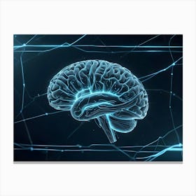 Human Brain With Blue Glowing Network Connections 2 Canvas Print