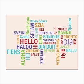 Greetings In Different Languages Canvas Print