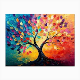 Elegant Colorful Tree With Vibrant Leaves Hanging Branches 15 Canvas Print