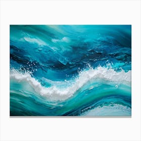 Abstract Turquoise Waves Cresting With A Tangible Sense Of Fresh Nautical Texture Imply Movement D (1) 2 Canvas Print