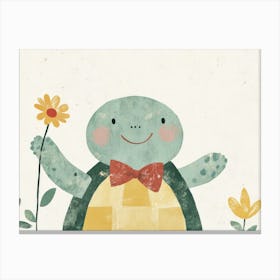 Little Turtle With Flowers Canvas Print