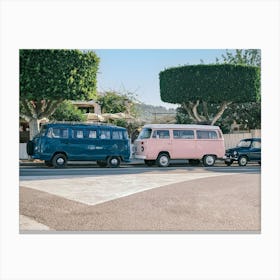 Dark blue, Pink Hippie Vans and a blue Beetle // Ibiza Travel Photography Canvas Print
