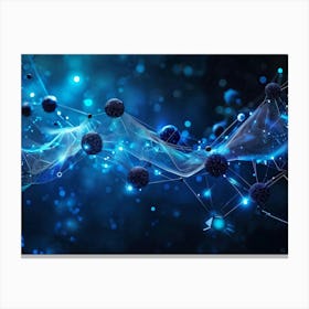 Abstract Digital Banner Featuring Interconnected Data Points Symbolizing An Ai Network Three Dimens Canvas Print