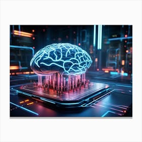 An Intricate Digital Brain Interface Intertwined With A Vast Ai Network Studying The Neural Connec (4) Canvas Print