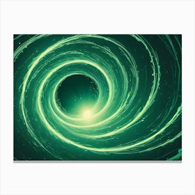 Abstract Swirling Vortex With Glowing Green Lines And A Black Center Canvas Print