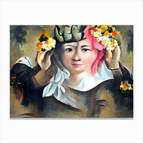 Painting Of A Women With Flower Crown On Her Head Out Canvas Print
