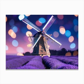 Lavender Field With Windmill Canvas Print