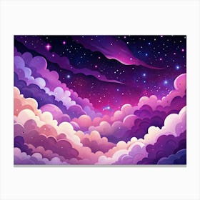 Night Sky With Stars And Pink Clouds Canvas Print