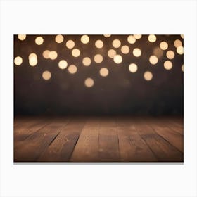 A Wooden Plank Floor With A Blurred Background Of Warm, Golden Lights, Creating A Cozy And Inviting Atmosphere Canvas Print