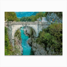 Picturesque Bridge Above The River, Oil Painting Canvas Print