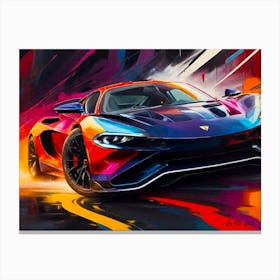 Super Car Front Close Up - Abstract Color Painting Canvas Print