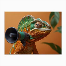 Chameleon With Megaphone Canvas Print