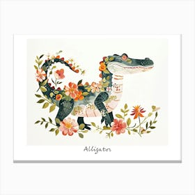 Little Floral Alligator 3 Poster Canvas Print