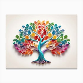 Default Stylized 3d Tree Of Life In Bright Rainbow Colors On A 0 Canvas Print