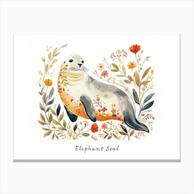 Little Floral Elephant Seal 1 Poster Canvas Print