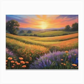 Sunset In The Meadow 24 Canvas Print