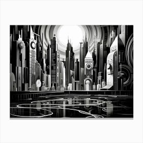 Metropolis Abstract Black And White 5 Canvas Print