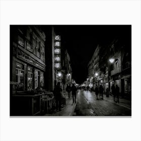 Black And White Night Scene Canvas Print