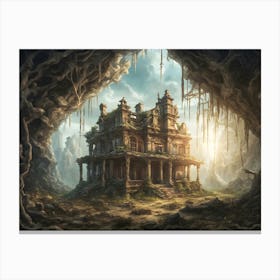 Treasure Castle in the middle of magical forest Canvas Print