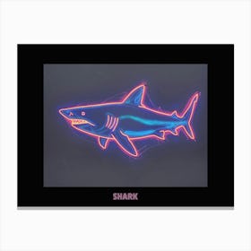 Neon Pink Sign Inspired Shark Poster 6 Canvas Print