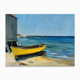 Yellow Boat On The Beach Canvas Print