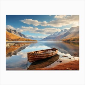 Boat On A Lake 3 Canvas Print