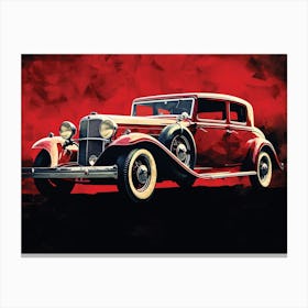 Vintage Crimson Car - 1930s Automobile Art Canvas Print