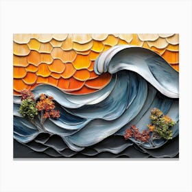 3d Art with Painting of a Colorful 3d Wave Canvas Print